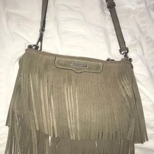Rebecca Minkoff Finn Taupe Fringe Crossbody Purse
